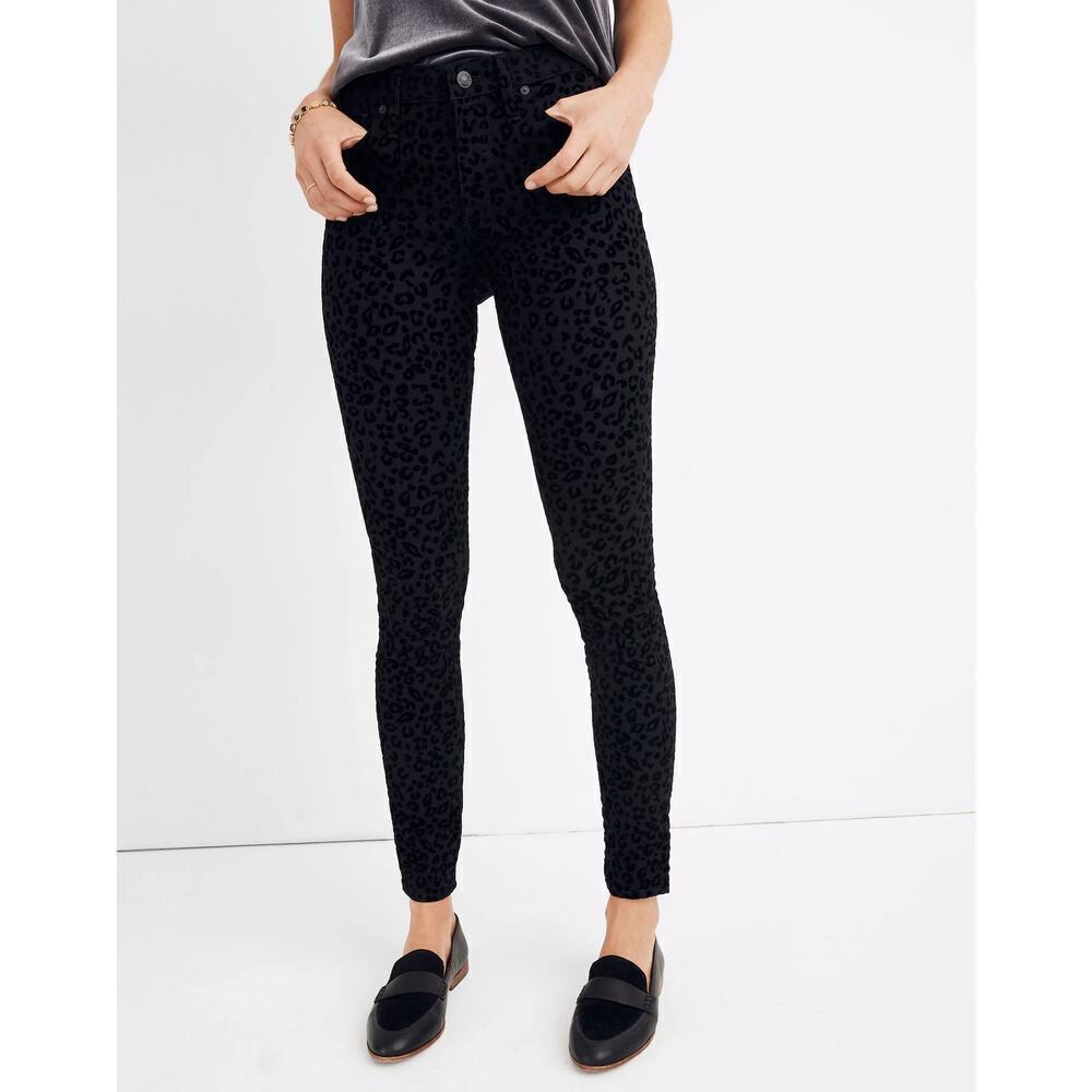 Madewell 9" Mid Rise Skinny Jeans Flocked Leopard Edition Size 24